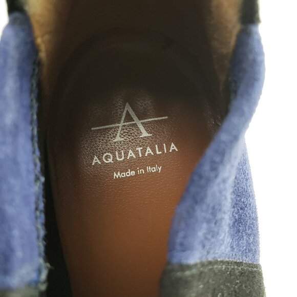 Aquatalia Vale Stretch Ankle Boot Womens 7.5 Black Suede Heeled Pull On Italy - Picture 14 of 15